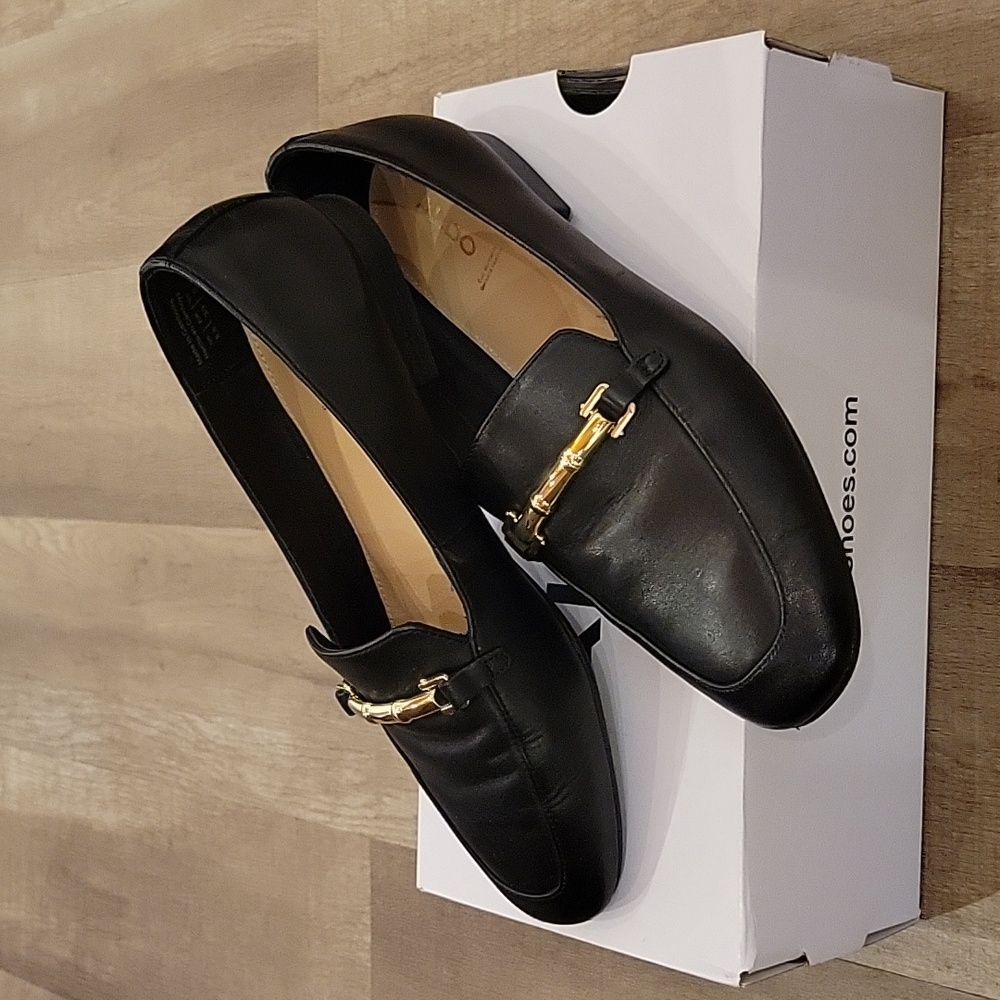 Aldo black leather loafer